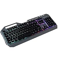 Gaming Keyboard, USB Colorful Rainbow LED Backlit Wired Esport for Laptop/Notebook/Desktop PC (Black)