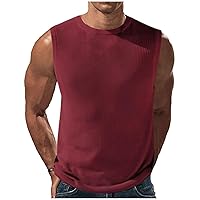 Men's 2024 Casual Tank Tops 1 Pack Solid Color Knit Sleeveless Lightweight Tee Muscle Basic T Shirts