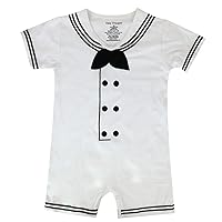 Trendy Apparel Shop Sailor Dapper Cracker Jack Infant Romper Jumpsuit - White