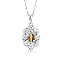 Rylos 14K White Gold Flower Necklace with Gemstones, Diamonds & 18