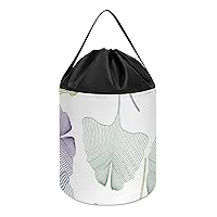 Ginkgos-biloba-white-pattern Toy Storage Drawstring Tote Bags, Collapsible Storage Cinch Bucket for Building Blocks, Board Games Storage