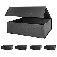 Upgrade 5PCS 13x9x4 Inch Black Hard Large Gift Box with Lid, Foldable Magnetic Gift Boxes,Groomsman Box bridesmaid proposal box, Reusable Gift Boxes for Clothes