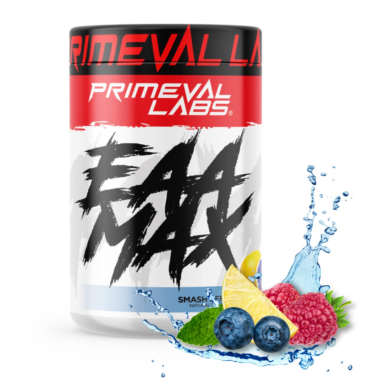 Primeval Labs EAA Max, BCAA Perfect Amino Acid Powder - Pre or Post Workout Muscle Recovery - BCAAs, EAAs, Electrolytes, Supports Hydration & Performance, Keto Friendly (Smashberry)