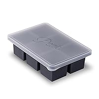 W&P Cup Cubes Silicone Freezer Tray with Lid, Charcoal, Makes 6 Perfect 1-Cup Portions, Freeze & Store Soup, Broth, Sauce, Leftovers, Dishwasher Safe