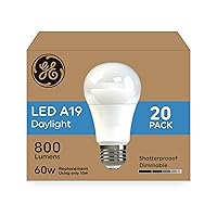 GE LED Light Bulbs, 60 Watt, Daylight, A19 (20 Pack)
