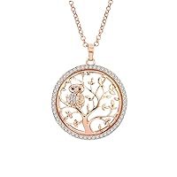 Ouran Tree of Life Necklace for Women,Owl Pendant Necklace Silver Gold Long Chain Necklace for Girls Friendship
