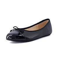 CUSHIONAIRE Women's Cardi Cap Toe Bow Flat with +Memory Foam and Wide Widths Available