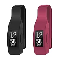2-Pack Clip for Fitbit Inspire or Inspire HR Holder Accessory, Black+Sangria (not for inspire 2)