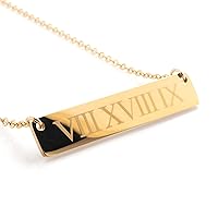 Personalized your own Roman Numerals Bar Necklace 16K Plated Gold Rose Gold Silver multi occasions valentine's Day Christmas Bridesmaid Wedding gift