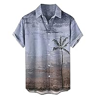 Hawaiian Shirt for Men Tropical Beach Shirts Printed Summer Short Sleeve Lapel Button Up T Shirts Casual Pocket Tops