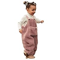 Toddler Girls Christmas Outfits Kids Overalls Warm Suspender Baby Trousers Boy Fleece One Baby Girl (Pink, 12-24 Months)