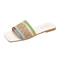 Slippers for Women Summer Indoor Women Slippers Fashion Color Cloth Dazzling Flat Bottom Slippers for Men And Women