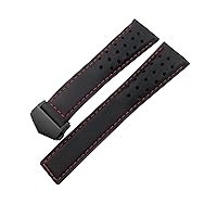 21/22mm Calfskin Watch Band Suitable for TAG Heuer Monaco Carrera AUTAVIA Aquaracer 300 Black Red F1 Cowhide Strap (Color : Black red- Black 2, Size : 21mm)