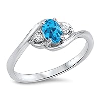 CHOOSE YOUR COLOR Sterling Silver Oval Cluster Ring