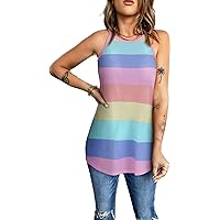 Women's multicolor striped casual tank top