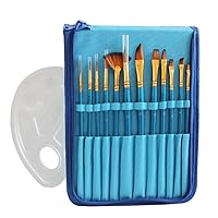 12 Piece Nylon Brush Set Professional Paint Brush Set Box School Supplies Painting Set (Color : Black, Size