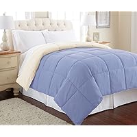 Modern Threads Down Alternative Microfiber Quilted Reversible Comforter & Duvet Insert - Soft, Comfortable Alternative to Goose Down - Bedding for All Seasons Blue/Cream Twin