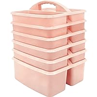 Teacher Created Resources Blush Portable Plastic Storage Caddy 6-Pack for Classrooms, Kids Room, and Office Organization, 3 Compartments