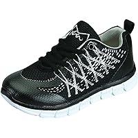 M-AIR Ultra Lightweight, Kids Athletic Lace Sneakers for Boys & Girls (3, Marathon Black Silver)