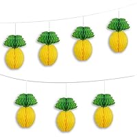 Amscan Green and Yellow Honeycomb Pineapple Garland (213cm) 1 Piece - Party Decoration with Premium Design, Perfect for Celebrations & Home Decor