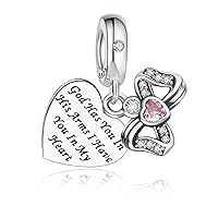 925 Sterling Silver Charms Fit Pandora Charms Bracelet God Has You In His Arms I Have You In My Heart Fit Wife Daughter Mother's Day Christmas Birthday Gift