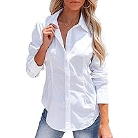 siliteelon Women's Button Down Shirts Long Sleeve Dress Shirts Wrinkle Free Collared Work Office Solid Blouses Corset Tops