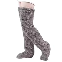 Furry Over Knee High Fleece Slipper Socks Winter Warm Fuzzy Long Leg Warmers