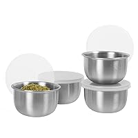 OGGI Set of 4 Stainless Pinch Bowls - 4 fl oz with Lids, Ideal Salt & Pepper Bowls, Storage Bowls with Lids, Condiment Bowls, Mini Bowls, Prep Bowls for Cooking, Mise en Place Bowls, Charcuterie Bowls