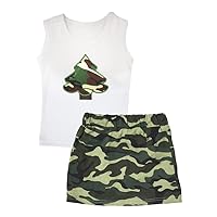 Petitebella Camo Tree White Vest Green Camouflage Skirt Set 1-8y