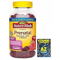 Nature Made Prenatal Gummies with DHA and Folic Acid Dietary Supplement Prenatal Health 90 Count+Better Guide Vitamins Supplements Free