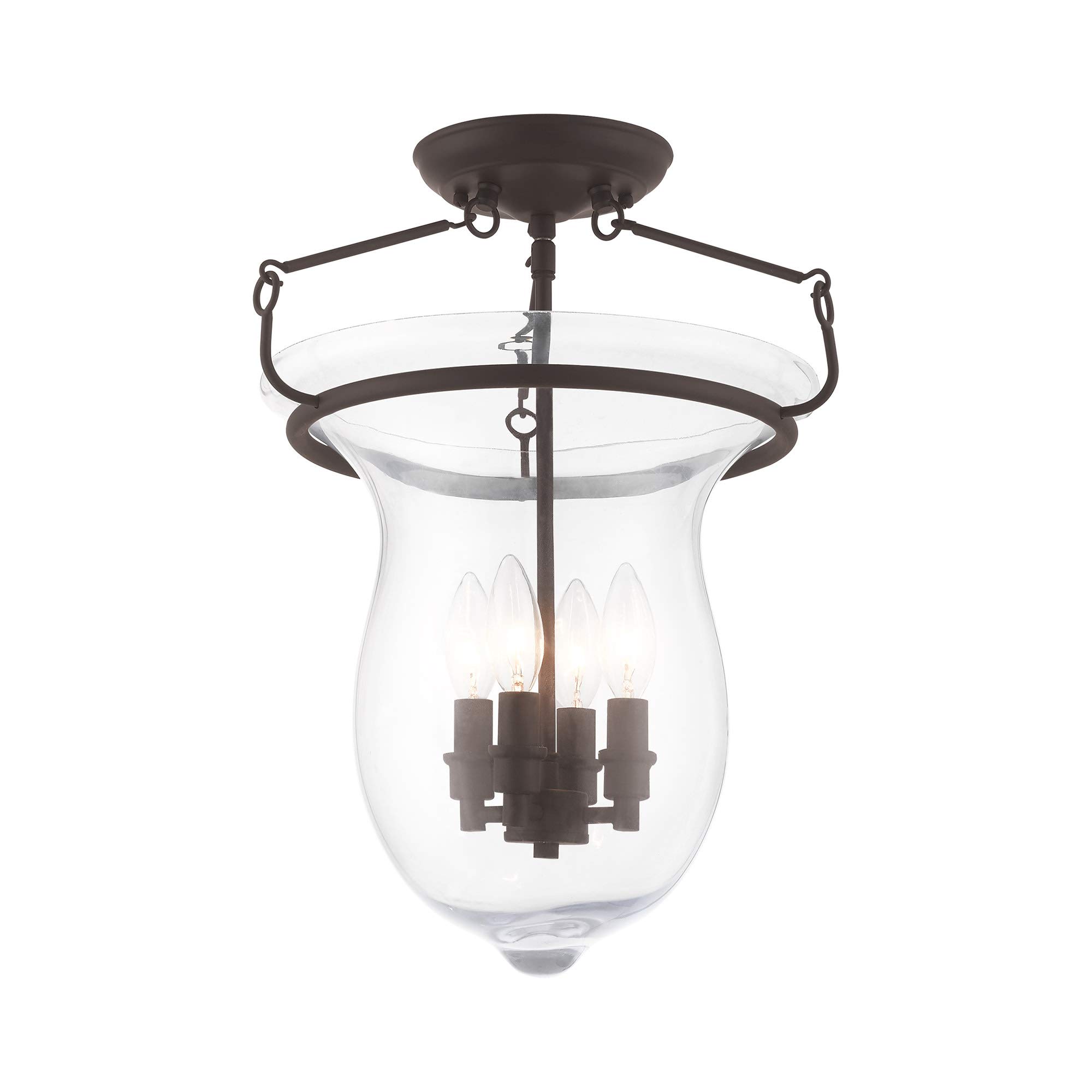 Livex Lighting 50297-07 Americana Four Light Ceiling Mount from Canterbury Collection in Bronze/Dark Finish