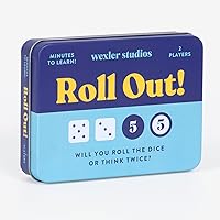 Galison Roll Out! Game – Fun, Easy to Play Dice Game for Kids, Ideal for 2 Players, Ages 6+ – Convenient Storage Tin and Instructions Included, Great Travel Activity for Kids
