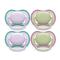 Philips Avent Ultra Air Pacifier - 4 x Light, Breathable Baby Pacifiers for Babies Aged 0-6 Months, BPA Free with Sterilizer Carry Case, SCF085/50