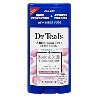 Dr. Teal's Deodorant Rose & Milk 2.65 Ounce Aluminum-Free (Pack of 2)