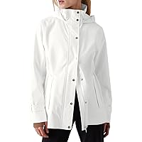 Beautife Women's Water Resistant Hooded Raincoat Long Sleeve Zip Up Elastic Waist Lightweight Anorak Jacket Waterproof
