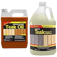 STAR BRITE Premium Golden Teak Oil - Sealer, Preserver & Finish for Outdoor Teak & Other Fine Woods - Step 3-1 GAL (085100) & One Step Teak Cleaner & Brightener - 1 GAL (094900)