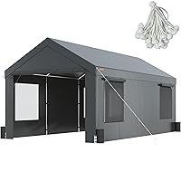 VEVOR 12'x20' Heavy Duty Portable Garage, Upgraded Extra Large Car Canopy with Roll-up Ventilated Windows, Removable Sidewalls, Waterproof UV Resistant All-Season Tarp for Parking, Pickup Truck & Boat
