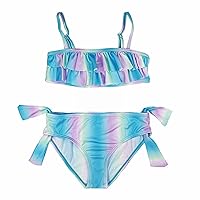 Swimsuit Strap Bathing Suit Summer Suspender Shorts Pleated Suit 2 Piece Bikini Girls 6X