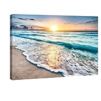 Wieco Art Sea Waves Canvas Paintings Wall Art Extra Large Seascape Artwork Modern Gallery Wrapped Ocean Beach Scenes Giclee Pictures Canvas Prints for Kitchen Dining Room Home Office Decor XL