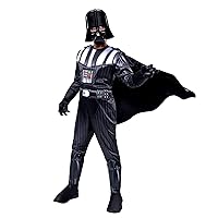 STAR WARS Darth Vader Official Youth Deluxe Costume - Padded Jumpsuit with Gloves, Detachable Cape, and Plastic Mask