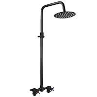 Aolemi Outdoor Shower Kit with Adjustable Slide Bar,Outdoor Shower Fixture with 8 Inch Showerhead,2-Handle Outdoor Shower Faucet with Mix Valve,6