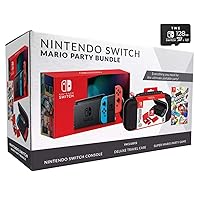 Nintendo Switch Bundle w/Mario Party, Carrying Case & SD Card: Nintendo Switch 32GB Console with Neon Red and Blue Joy-Con, Mario Party, Carrying Case & TWE 128 GB Micro SD Card (Renewed)