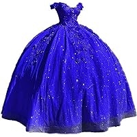 Long Prom Dress Off The Shoulder Quinceanera Dresses Ball Gown Tulle 3D Hand Made Flowers Sweet 16 Dresses
