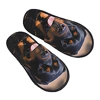 Rottweiler dog Furry Slippers for Men Women Fuzzy Memory Foam Slippers Warm Comfy Slip-on Bedroom Shoes Winter House Shoes for Indoor Outdoor Medium