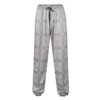 Pants for Men Baggy Men's Plaid Pants Casual Elastic Waist Drawstring Harem Pant Workout Jogger Yoga Pants Trousers