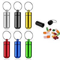 Sibba Pill Organizer Container Holder 6 PCS Small Portable Keychain Medication Dispenser Reminder Case Mini Box Waterproof Medicine Bottle Pocket Outdoor Travel Camping Earplug Carrying Storage