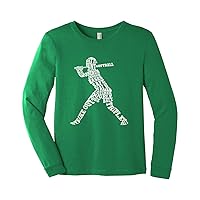 Threadrock Big Girls' Softball Batter Typography Youth Long Sleeve T-Shirt