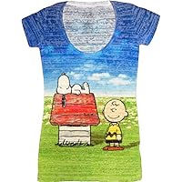 Peanuts Fade Fairytale Snoopy & Charlie Brown Sublimation Juniors T-shirt