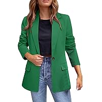 2023 Blazers for Women Business Casual Long Blazer Jackets Dressy Work Professional Office Outfits Lapel Pockets