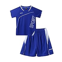 TiaoBug Kids Boys Basketball Soccer Jerseys and Sports Shorts Set Team Uniform 2 Pieces Athletic T-Shirt + Shorts Set